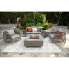 Brooklyn 40" Travertine Fire Pit Table Bundle Includes Windscreen, Burner Lid, And Propane Tank Cover